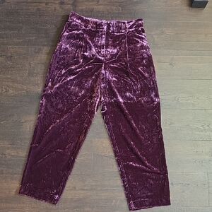 LOFT Velvet Tapered Pants - Deep Plum